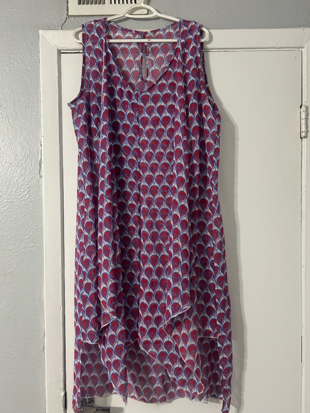 Pulse Sleeveless High-Low Dress in Red and Blue